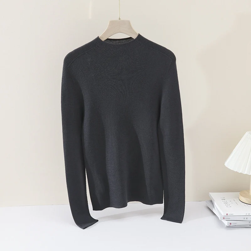 Damen Schlanker Feinstrick-Rundhalspullover mit Raglan-Schultereinsatz Nord Taschen
