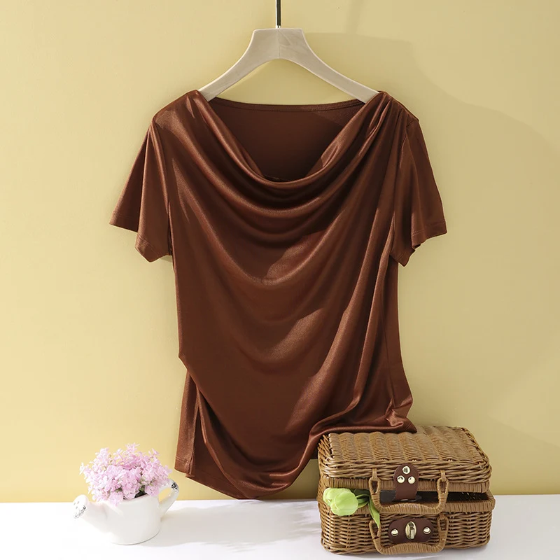 Damen Oversize-Drapé-Shirt mit Wasserfallkragen & leichtem Jerseyfall Nord Taschen