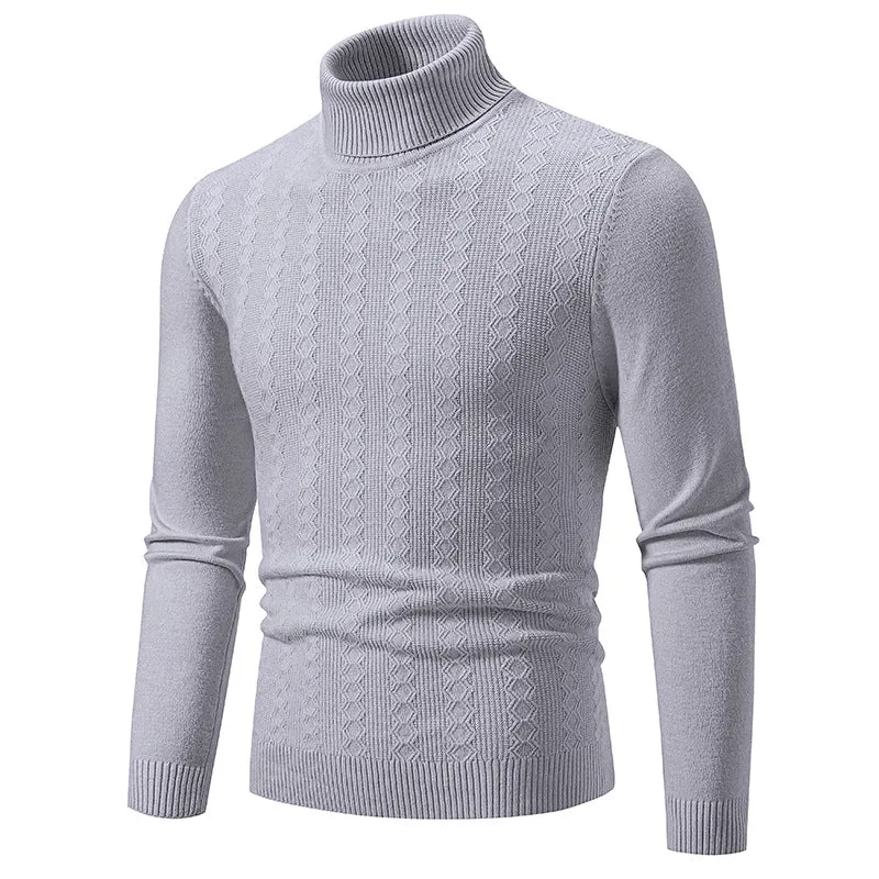 Herren Feiner Rollkragenpullover aus Feinstrick mit Zopfmuster und schmaler Silhouette Nord Taschen