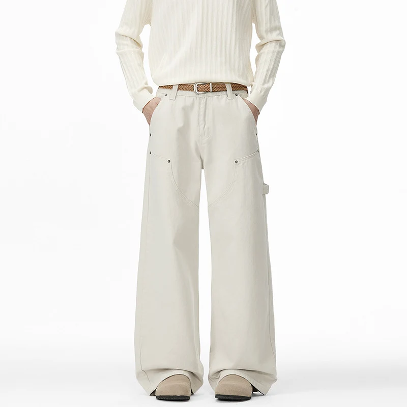 Herren Lockere Cargo-Hose mit weitem Bein und aufgesetzten Rundtaschen Nord Taschen