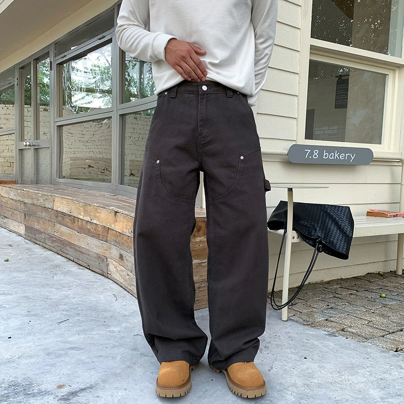Herren Lockere Cargo-Hose mit weitem Bein und aufgesetzten Rundtaschen Nord Taschen