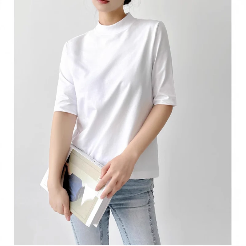 Damen Kurzarm-Top mit Stehkragen und leichter Boxy-Silhouette Nord Taschen