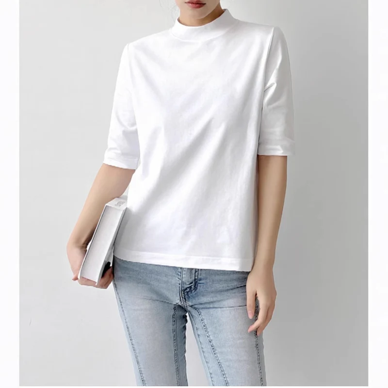 Damen Kurzarm-Top mit Stehkragen und leichter Boxy-Silhouette Nord Taschen