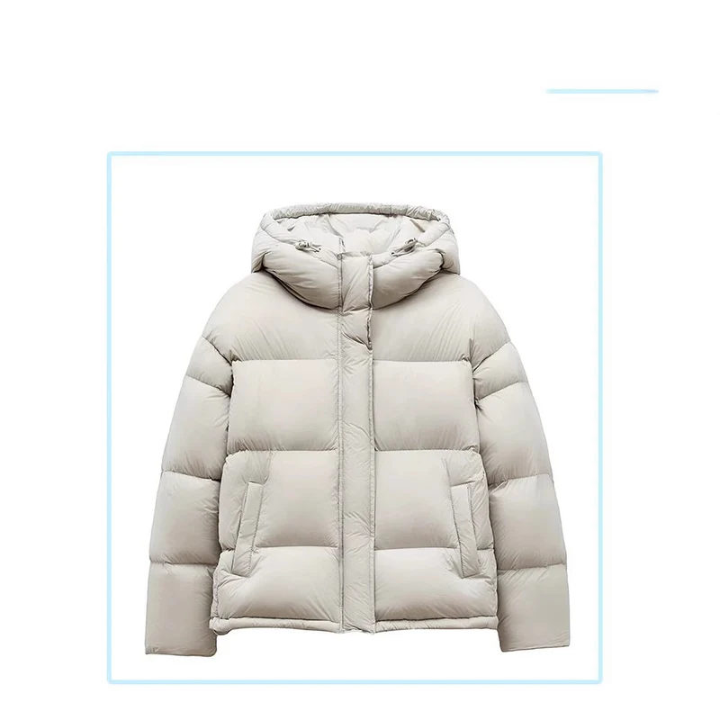 Damen Kurz geschnittene wattierte Kapuzenjacke mit Blocksteppung und Windschutzblende Nord Taschen