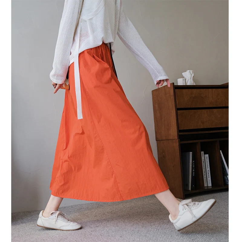Damen Knöchellanger Glockenrock mit hohem Bund und seitlichen Eingrifftaschen Nord Taschen