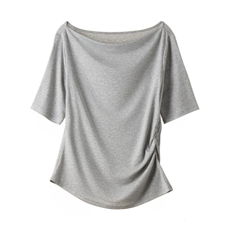 Damen Jerseytop mit U-Boot-Ausschnitt und seitlicher Raffung Nord Taschen