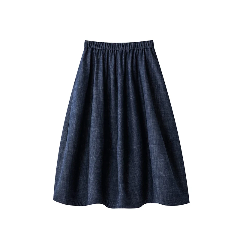 Damen Midirock mit elastischem Bund im Denim‑Look, A‑Linie Nord Taschen