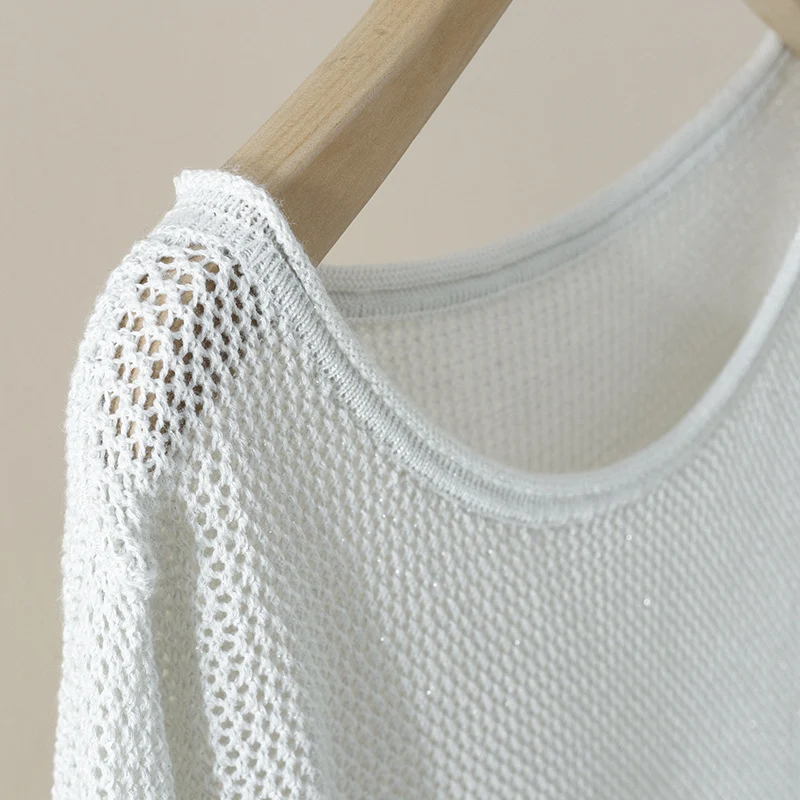 Damen Lockerer Feinstrick-Pullover mit U-Boot-Ausschnitt und Waffelstruktur Nord Taschen
