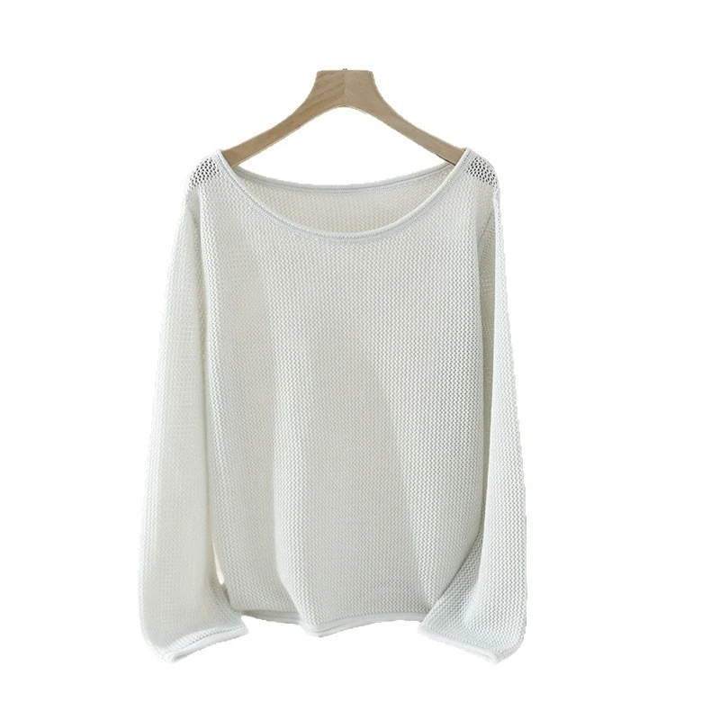 Damen Lockerer Feinstrick-Pullover mit U-Boot-Ausschnitt und Waffelstruktur Nord Taschen