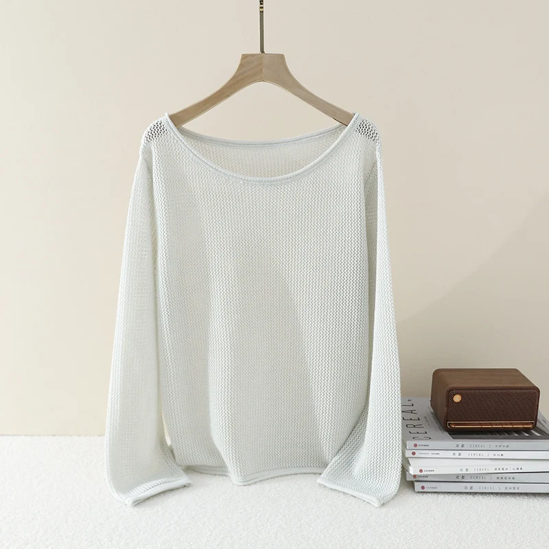 Damen Lockerer Feinstrick-Pullover mit U-Boot-Ausschnitt und Waffelstruktur Nord Taschen