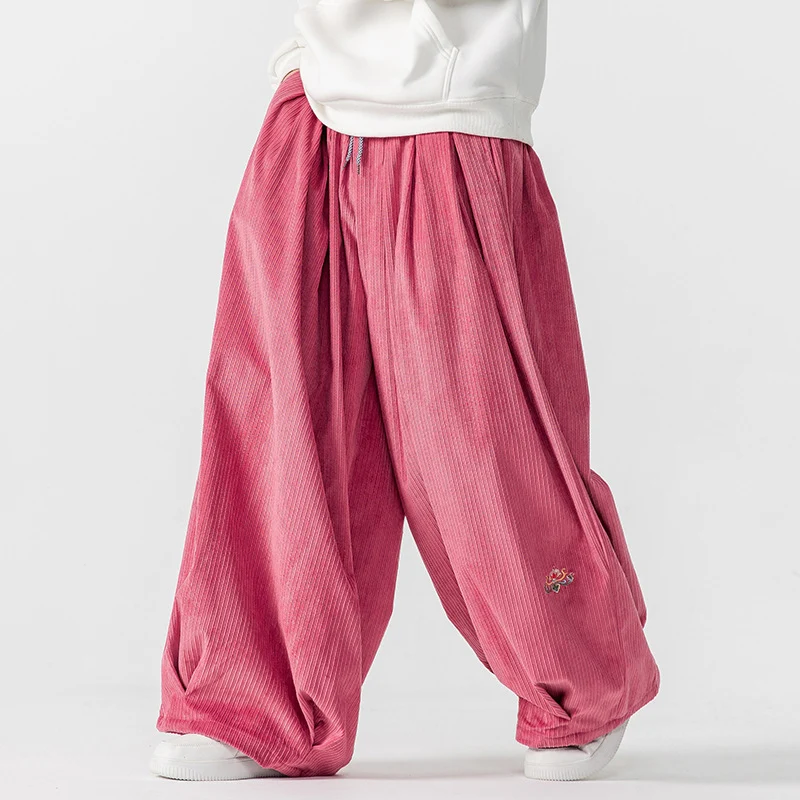Herren Extraweite Plissée-Hose mit Rippstruktur und Tunnelzug Nord Taschen