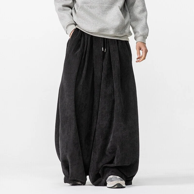 Herren Extraweite Cord-Ballonhose mit Falten, Tunnelzug und schwerem Fall Nord Taschen