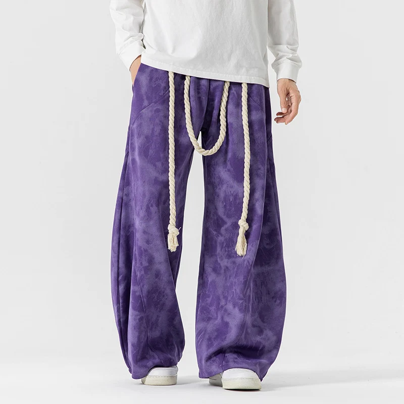 Herren Extraweite Batik-Loungehose im Baggy-Cut mit dekorativem Kordelzug Nord Taschen