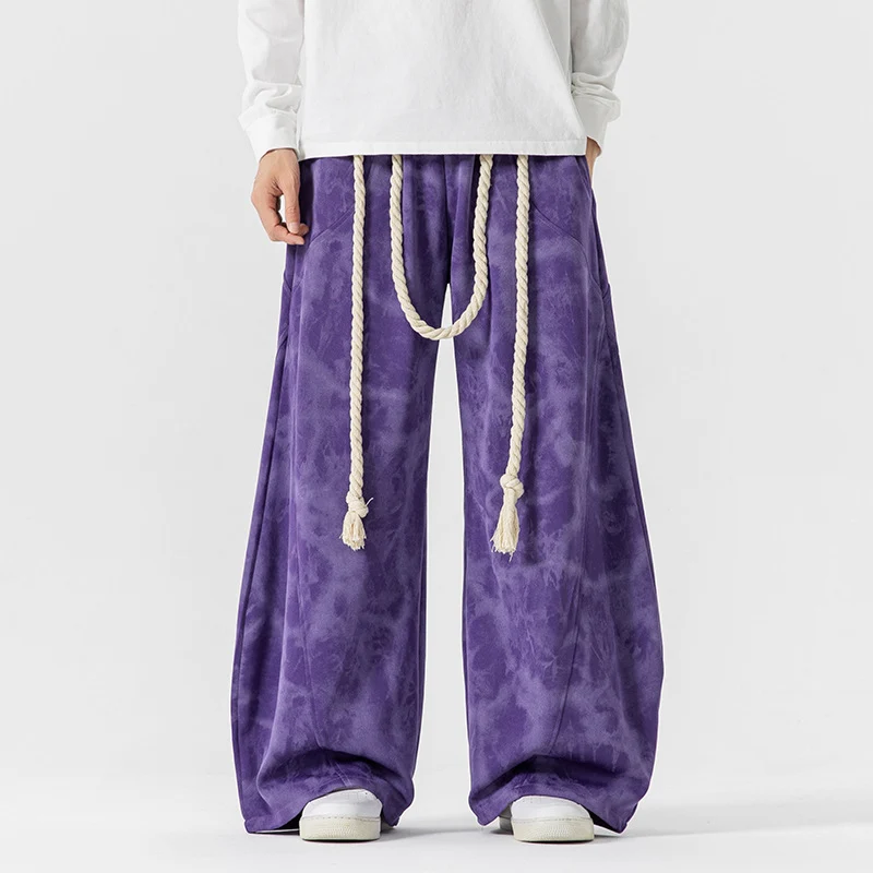 Herren Extraweite Batik-Loungehose im Baggy-Cut mit dekorativem Kordelzug Nord Taschen