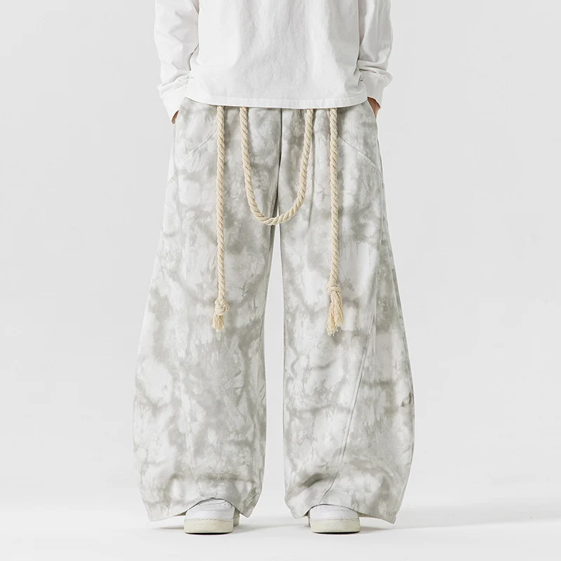Herren Extraweite Batik-Loungehose im Baggy-Cut mit dekorativem Kordelzug Nord Taschen