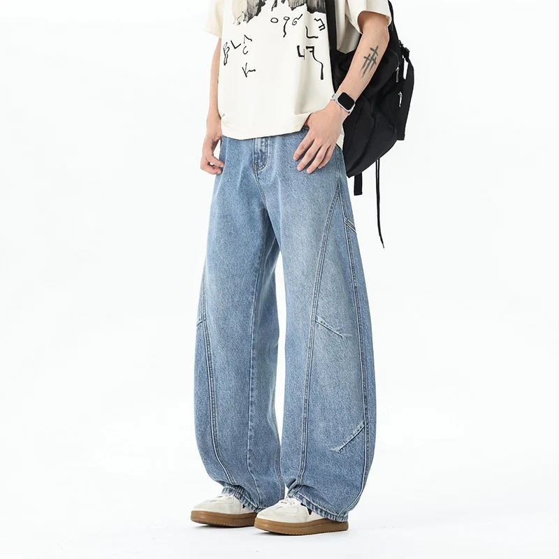 Herren Extraweite Baggy-Jeans mit tiefem Schritt und markanten Kontrastnähten Nord Taschen