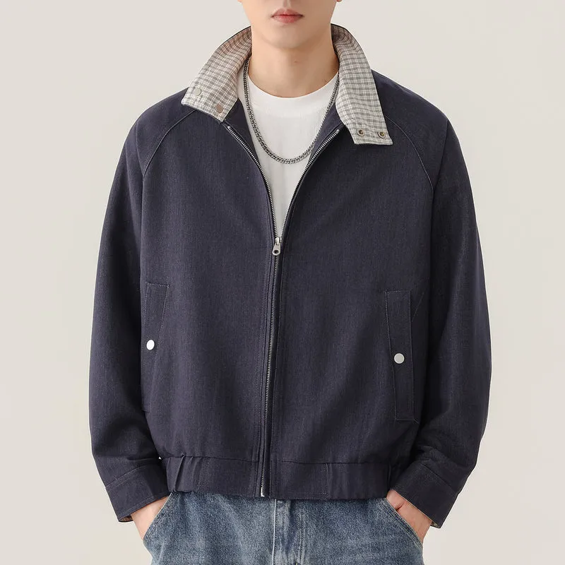 Herren Harringtonjacke mit Kontrastkragen, Raglanärmeln und Frontreißverschluss Nord Taschen