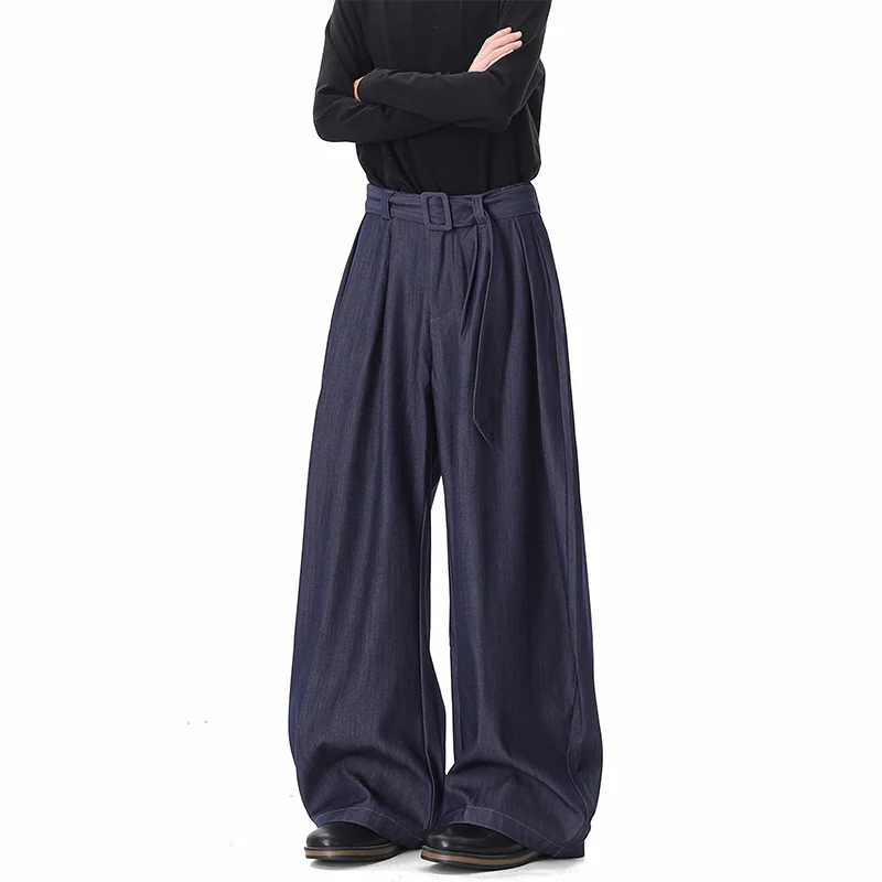 Damen Weite Paperbag-Hose mit hohem Bund, Falten und Taillengürtel Nord Taschen