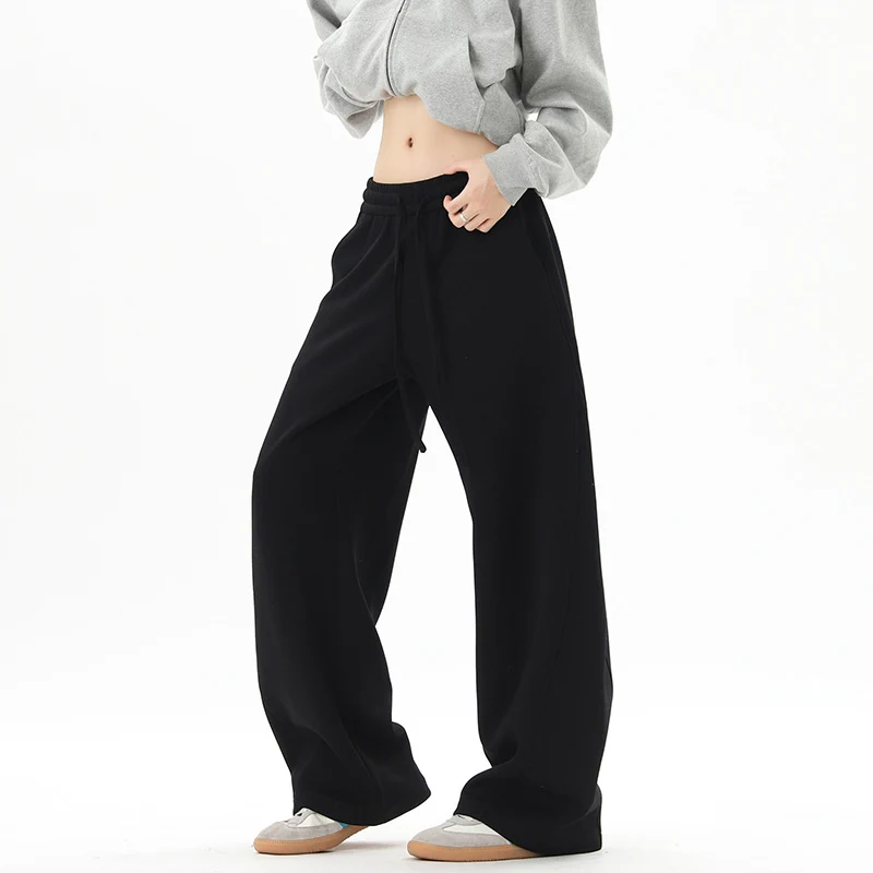 Damen Weite Loungehose mit hoher Taille aus Fleece, Tunnelzug und Seitentaschen Nord Taschen