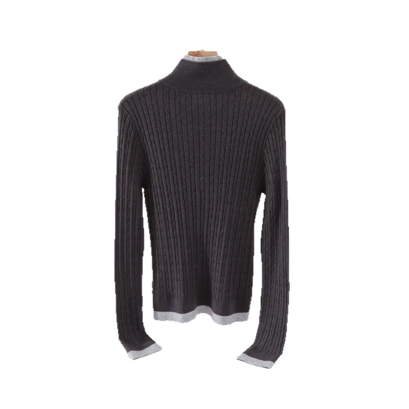 Damen Feinstrick-Polo-Pullover mit Rippstruktur, Stehkragen und Knopfleiste Nord Taschen