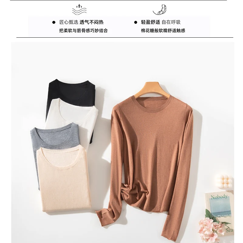 Damen Leichtes Feinstrick-Basicshirt mit extraweichem Fall und feinem Rippkragen Nord Taschen
