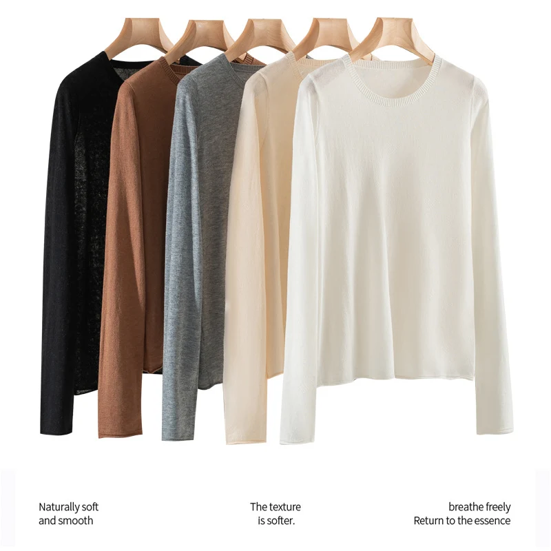Damen Leichtes Feinstrick-Basicshirt mit extraweichem Fall und feinem Rippkragen Nord Taschen