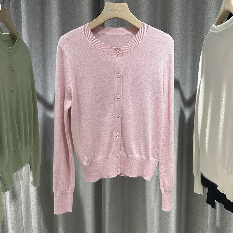 Damen Leichter Feinstrick-Cardigan mit Rundhalsausschnitt, taillierter Passform & verlängerten Bündchen Nord Taschen