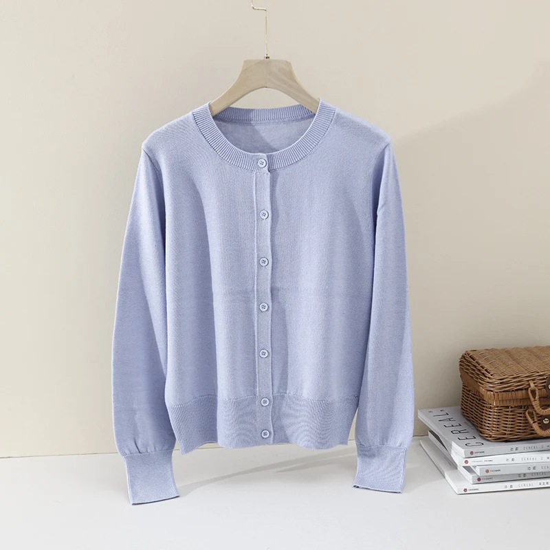 Damen Leichter Feinstrick-Cardigan mit Rundhalsausschnitt, taillierter Passform & verlängerten Bündchen Nord Taschen