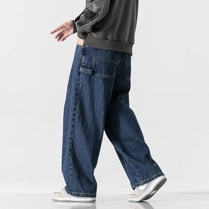 Herren Extraweite Baggy-Jeans im Vintage-Wash mit Tunnelzug und elastischem Saum Nord Taschen