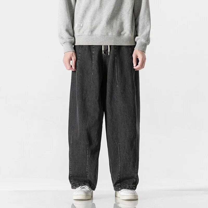 Herren Extraweite Baggy-Jeans im Vintage-Wash mit Tunnelzug und elastischem Saum Nord Taschen