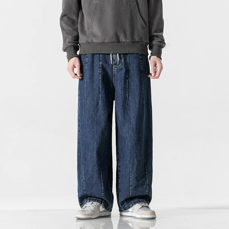 Herren Extraweite Baggy-Jeans im Vintage-Wash mit Tunnelzug und elastischem Saum Nord Taschen