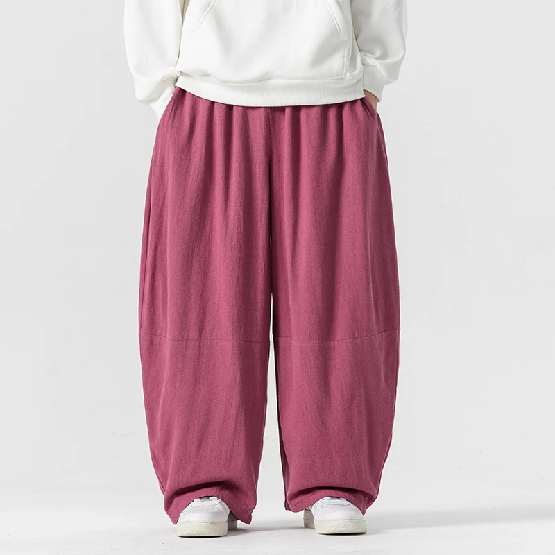 Herren Extraweit geschnittene Ballon-Loungehose mit elastischem Bund, tiefem Schritt und soften Baumwollmix Nord Taschen