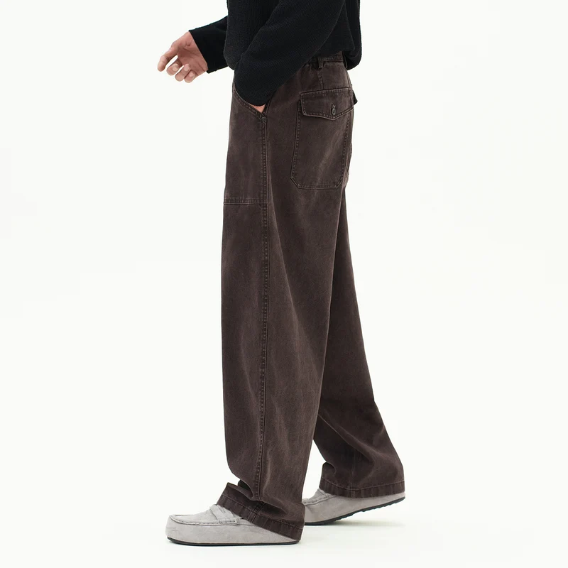 Damen Weite Utility-Jeanshose mit hoher Taille und großen aufgesetzten Taschen Nord Taschen