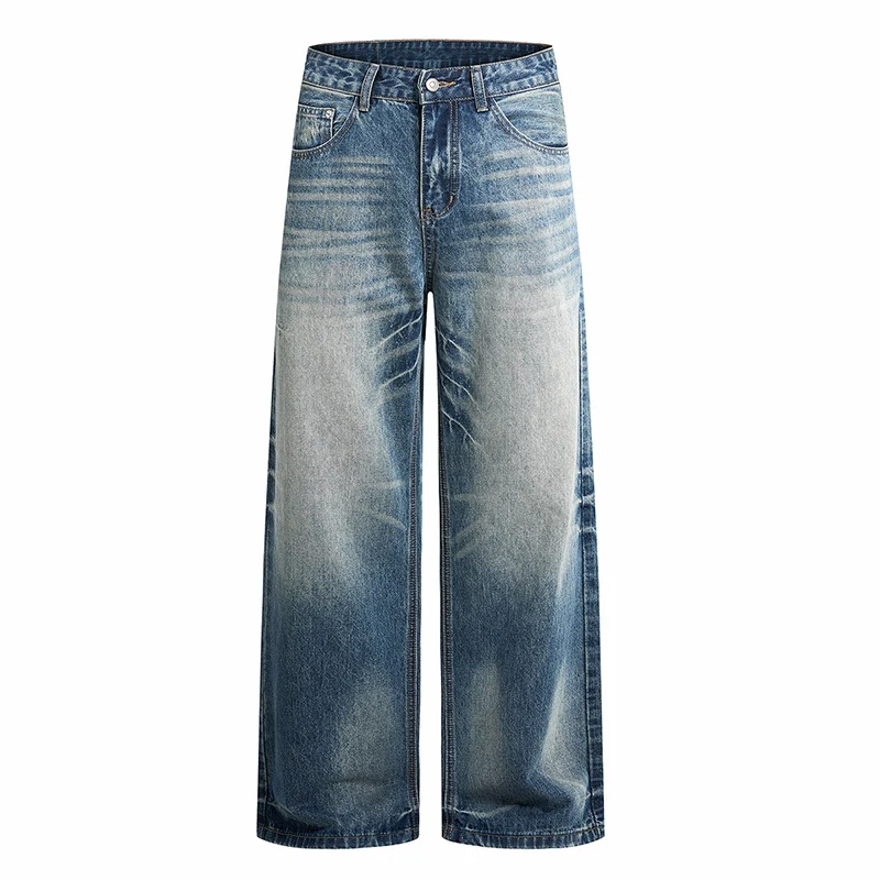 Damen Weite hochgeschnittene Vintage-Jeans mit Used-Effekt Nord Taschen