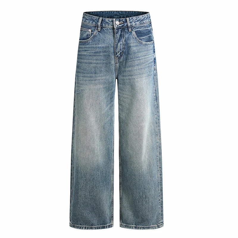 Damen Weite High-Waist Vintage-Jeans mit Used-Effekt Nord Taschen
