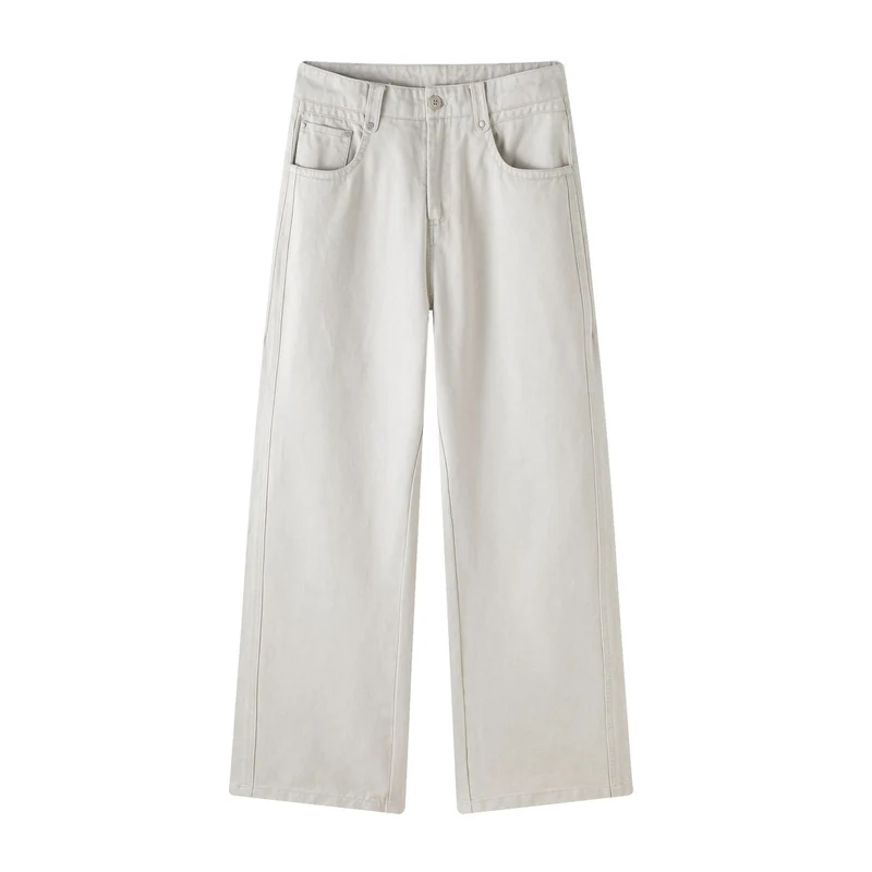 Damen Weite High-Waist-Hose aus Baumwolltwill mit markanter Seitennaht und klassischem Taschen‑Schnitt Nord Taschen