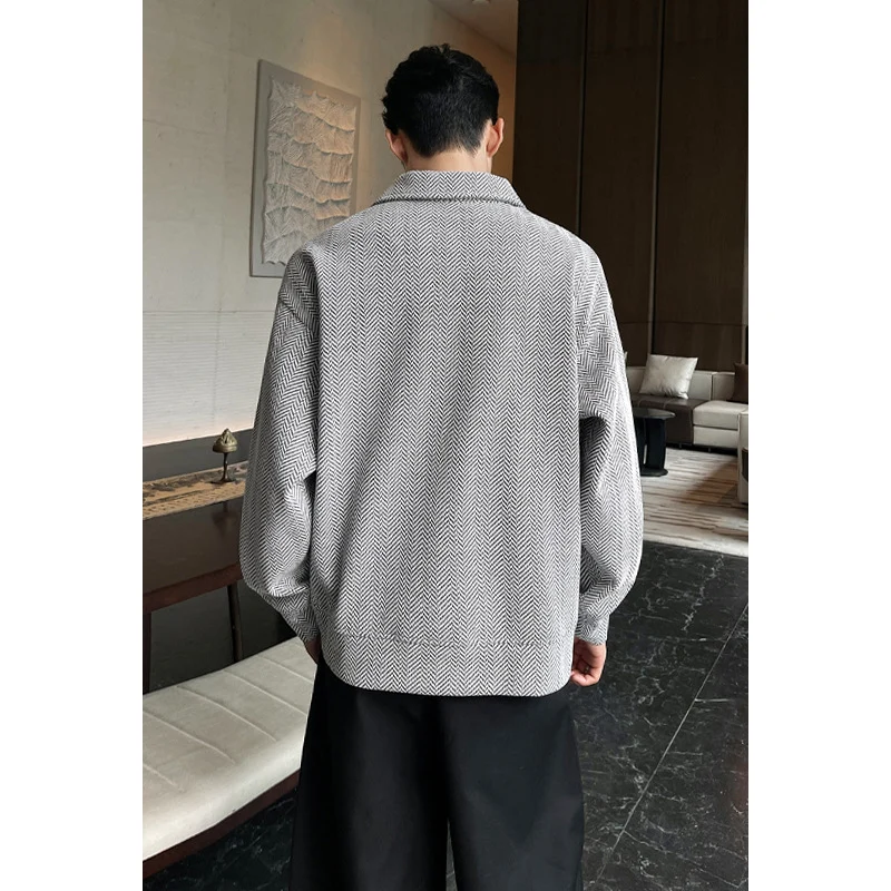 Damen Oversize-Bluse mit Fischgrätstruktur und Balloon-Ärmeln Nord Taschen