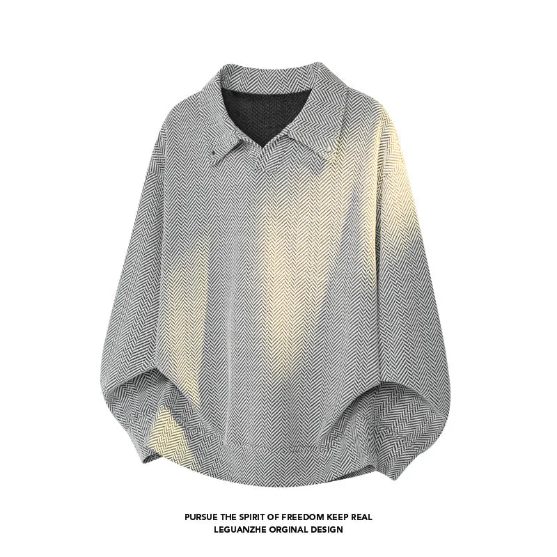 Damen Oversize-Bluse mit Fischgrätstruktur und Balloon-Ärmeln Nord Taschen