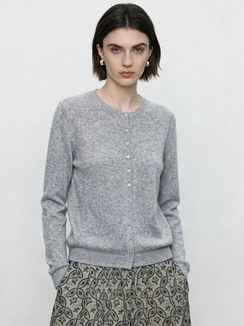 Damen Feinstrick-Cardigan mit Rundhals und durchgehender Knopfleiste Nord Taschen