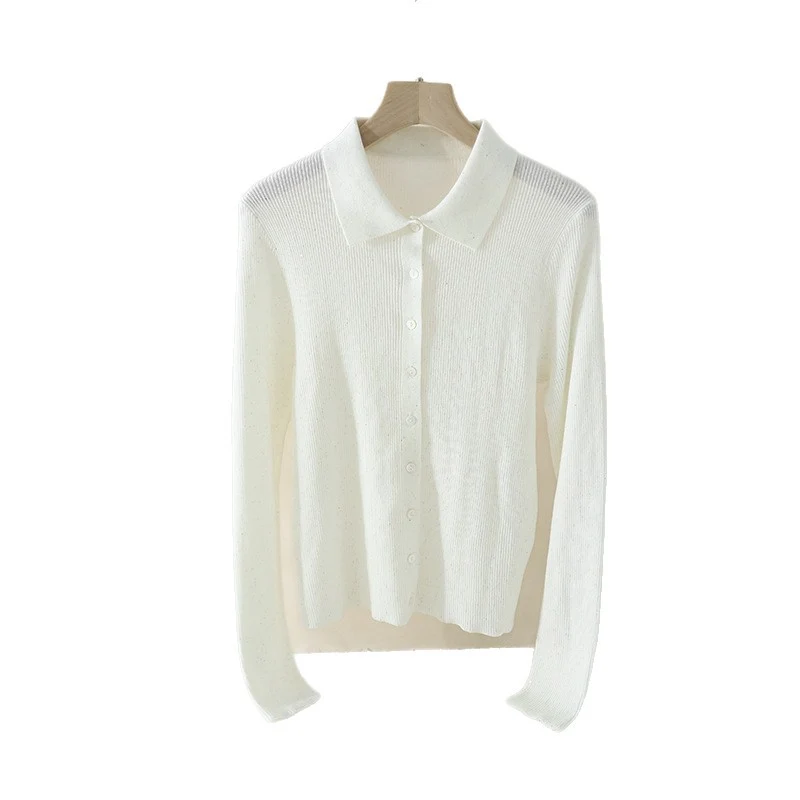 Damen Feinstrick-Cardigan mit Polokragen, Knopfleiste und dezentem Glitzereffekt Nord Taschen