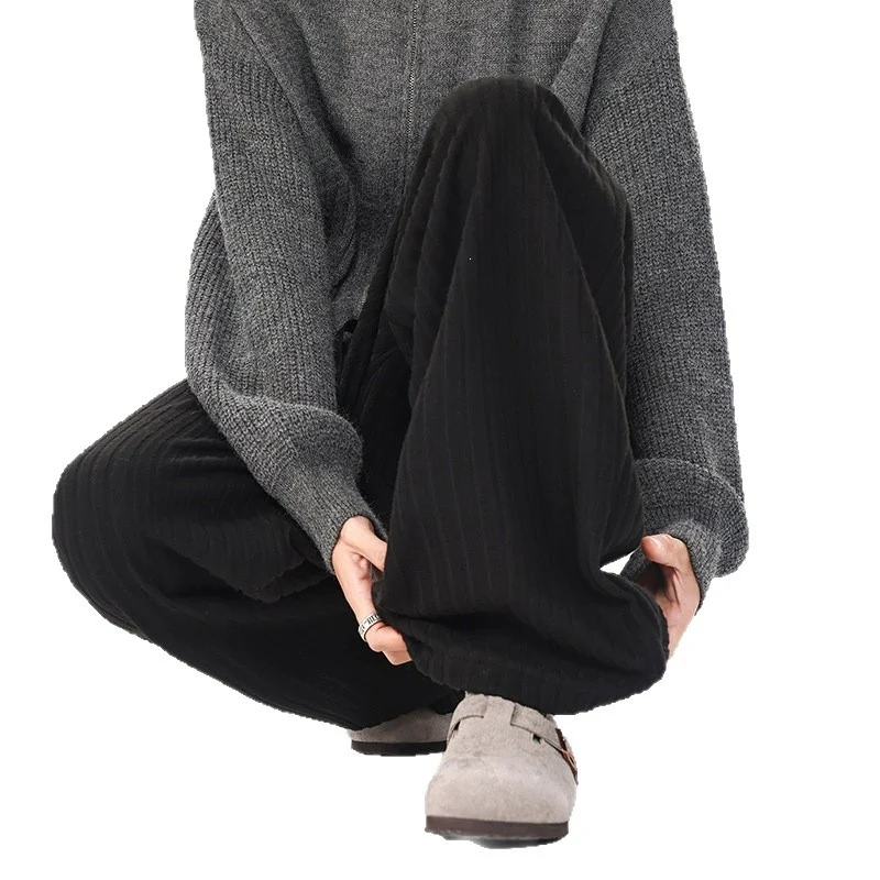 Damen Weit geschnittene gerippte Strickhose mit Tunnelzugbund und extra weitem Bein Nord Taschen