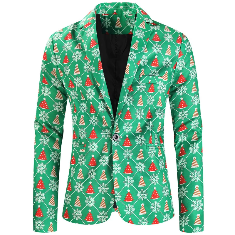 Damen Weihnachtliches Slim-Fit-Sakko mit Allover Rentier- und Tannenbaum-Print Nord Taschen