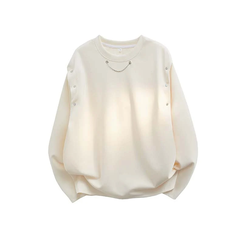 Damen Oversized Sweatshirt mit Ketten-Detail und Druckknopf-Ärmelöffnung Nord Taschen
