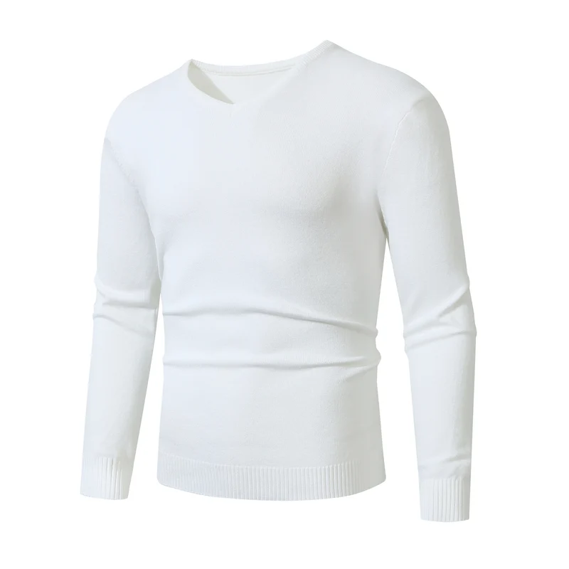 Herren Feinstrick V‑Ausschnitt Pullover aus Stretch‑Masche mit gerippten Bündchen Nord Taschen