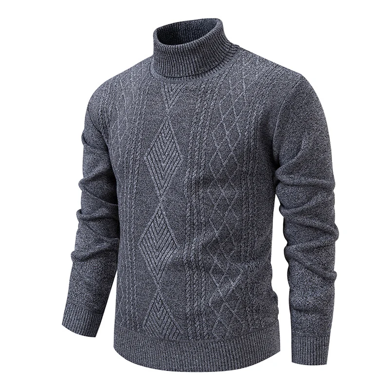 Herren Feinstrick-Rollkragenpullover mit Zopfmuster und schmaler Passform Nord Taschen