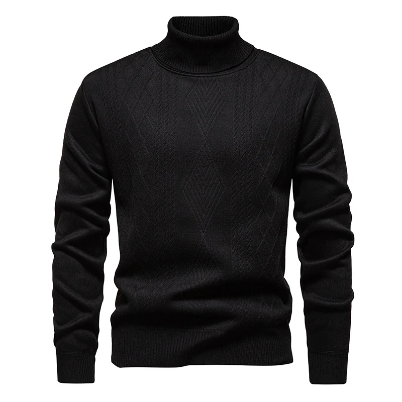 Herren Feinstrick-Rollkragenpullover mit Zopfmuster und schmaler Passform Nord Taschen
