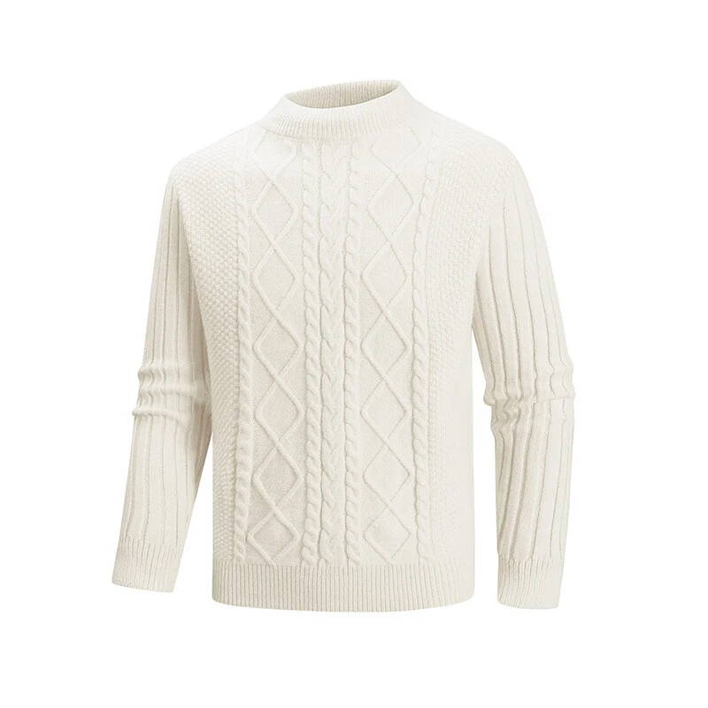 Herren Feinstrick-Rollkragenpullover mit Zopfmuster und gerippten Ärmeln Nord Taschen