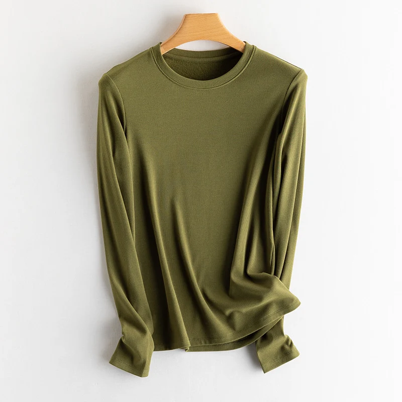 Damen Feines Ripp-Langarmshirt mit Rollkragen und Volantkanten Nord Taschen