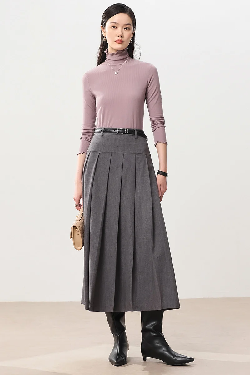 Damen Feines Ripp-Langarmshirt mit Rollkragen und Volantkanten Nord Taschen