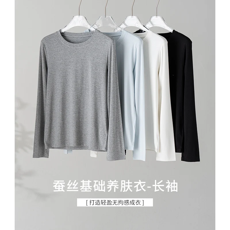 Damen Feines Longsleeve aus elastischem Modal-Jersey mit Rundhalsausschnitt und figurumspielendem Fall Nord Taschen
